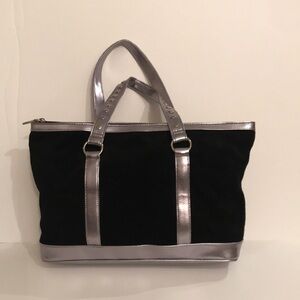Black suede & silver purse